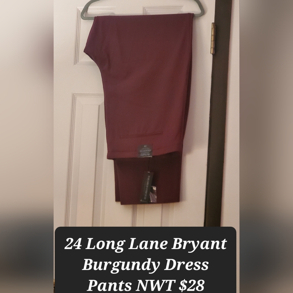 Burgundy Dress Straight Leg Slacks